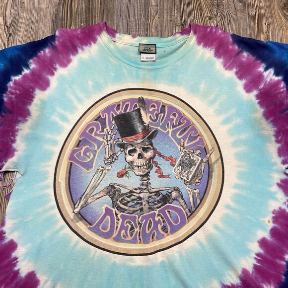 Grateful Dead T-Shirt Tie Dye 2XL Skeleton Poker Cards Queen Spades 1999 - Picture 3 of 11